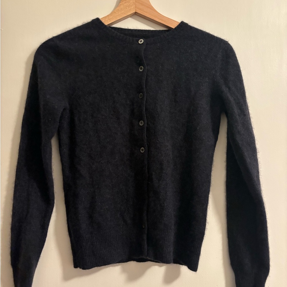 Navy Fitted Knit Cardigan Sweater